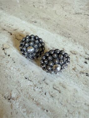 Vintage Etruscan Style .925 Silver Clip On Adjustable Earrings Mexico